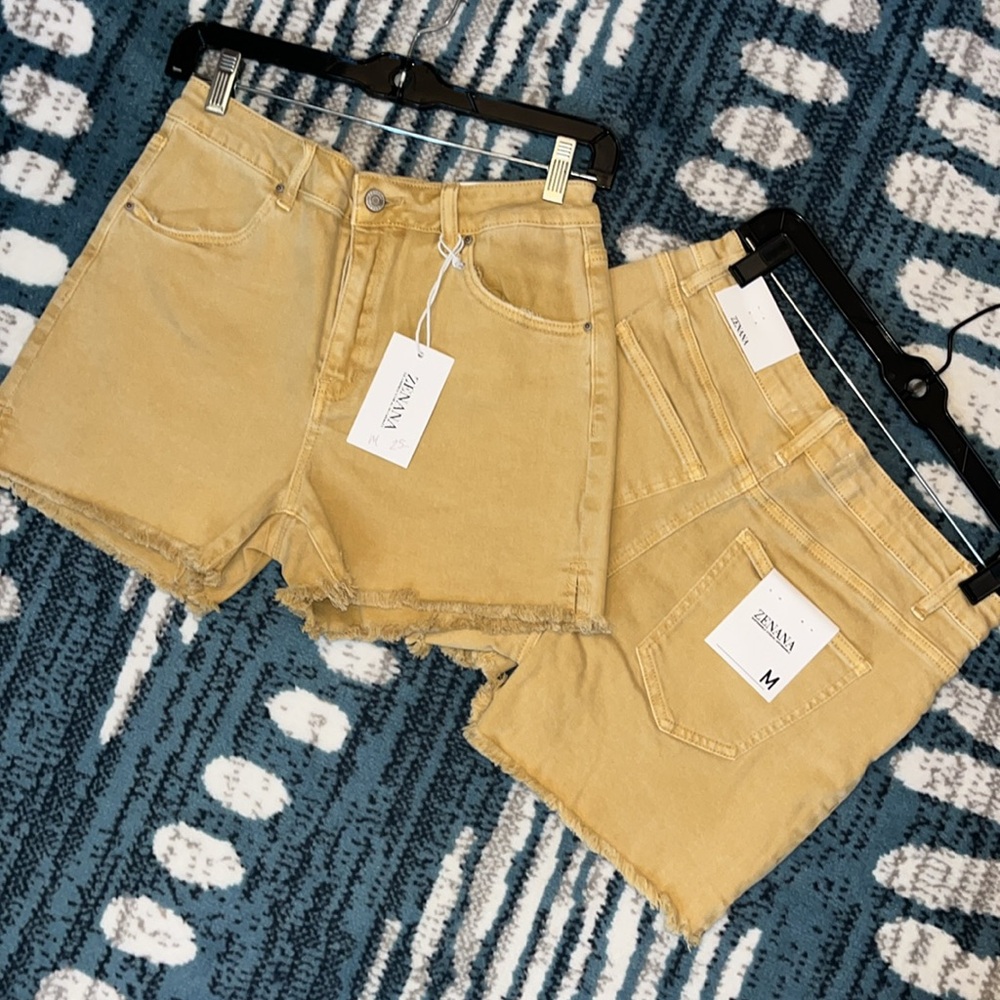 Zenana denim cutoff shorts MUSTARD